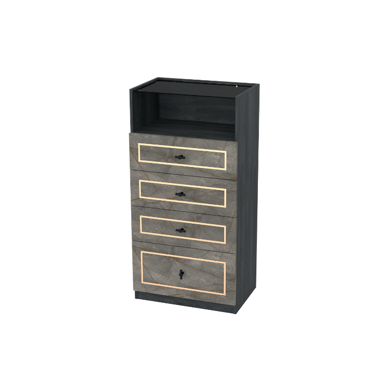 ตู้ลิ้นชัก 4 ลิ้นชัก WISDOM DESIGN FURNITURE GDW-601 60 ซม. สีแอชเกรย์/บราวน์มาร์เบิ้ล